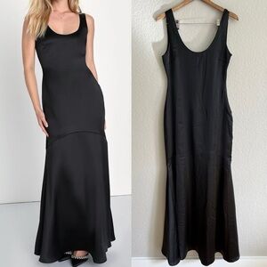 NWOT Enchanting Sophistication Black Satin Mermaid Maxi Dress